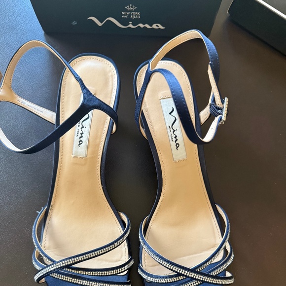 Nina navy evening sandals - Picture 1 of 4